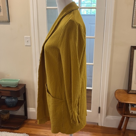 Eileen Fisher mustard yellow open front jacket.  Size M - Picture 6 of 9